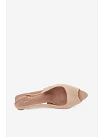 Dámské sandály na podpatku Eko semiš Béžové Sevina