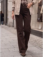 Dámské džíny s širokými nohavicemi a vysokým pasem, hnědé, FashionStreet UY3136 Dámské džíny s širokými nohavicemi a vysokým pasem, hnědé, FashionStreet UY3136