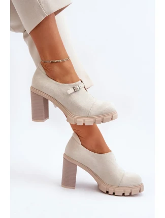 Dámské boty na vysokém podpatku, světle béžová tauina