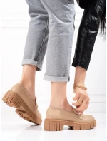 Moderní hnědé polobotky dámské na plochém podpatku Moderní hnědé polobotky dámské na plochém podpatku