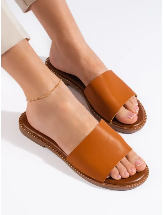 Zajímavé hnědé nazouváky dámské bez podpatku Zajímavé hnědé nazouváky dámské bez podpatku