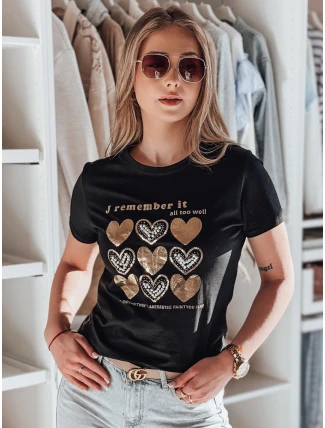 Dámské tričko se srdcem LOVETIK černé FashionStreet RY2734