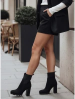 Dámské semišové kozačky na podpatku černé FashionStreet ZY1298