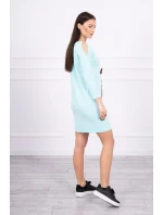 Šaty s grafikou a barevnou 3D mašlí mincovníku