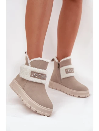 Zimní boty Dámské z přírodního nubuku s kožichem Lee Cooper LCJ 25 01 3739 Světle šedé