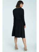 B087 Šaty midi střihu - černé B087 Šaty midi střihu - černé