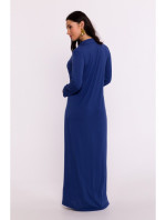 B285 Maxi šaty na knoflíky - modré