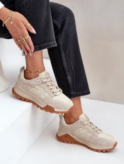 Dámské Kožené Tenisky Big Star OO274A315 Hi-Poly System Béžové