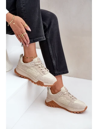 Dámské Kožené Tenisky Big Star OO274A315 Hi-Poly System Béžové Dámské Kožené Tenisky Big Star OO274A315 Hi-Poly System Béžové