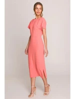 Tužkové šaty s rozparkem na boku S398 oranžové - Stylové