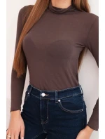 Dámská kašmírová halenka s rolákem a dlouhým rukávem hnědá Dámská kašmírová halenka s rolákem a dlouhým rukávem hnědá