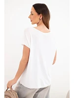 Dámská viskózová oversize halenka s krátkým rukávem a kulatým výstřihem bílá Dámská viskózová oversize halenka s krátkým rukávem a kulatým výstřihem bílá