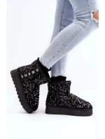 Dámské sněhule na platformě zdobené flitry, černá Silmo Dámské sněhule na platformě zdobené flitry, černá Silmo