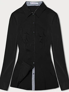 Halenka s peplum vsadkami černá (WD16113)