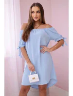 Šaty svázané na rukávech modré
