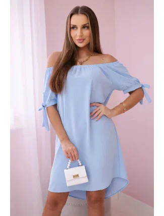 Šaty svázané na rukávech modré