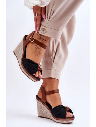 Dámské sandály na klínku s ozdobou černá Candice Dámské sandály na klínku s ozdobou černá Candice