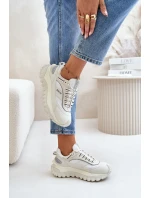 Dámské Kožené Tenisky Na Platformě Big Star OO274A221 HI-POLY SYSTEM Bílé Dámské Kožené Tenisky Na Platformě Big Star OO274A221 HI-POLY SYSTEM Bílé