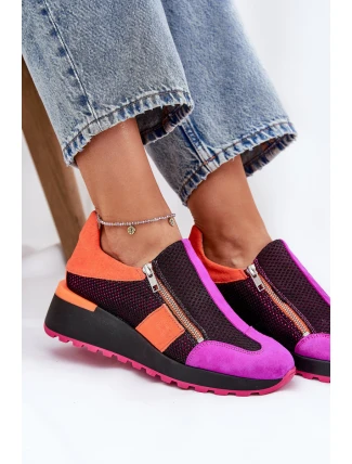 Kožené sneakersy na klínu Maciejka Černé 06853-15