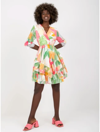 Šaty DHJ SK 0997 1.33X bílé a růžové Šaty DHJ SK 0997 1.33X bílé a růžové