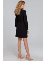 K078 Šaty s nabíraným páskem - černé
