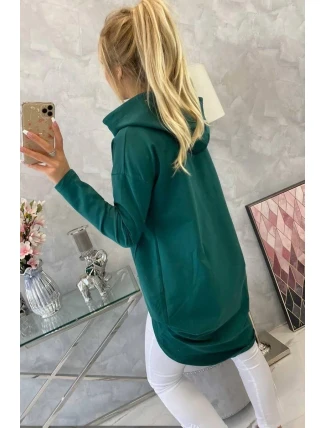 Mikina s kapucí s dlouhými zády zelená Mikina s kapucí s dlouhými zády zelená