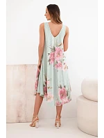 Dámské bavlněné oversize šaty s výstřihem do V a květinovým potiskem tmavě mátové Dámské bavlněné oversize šaty s výstřihem do V a květinovým potiskem tmavě mátové