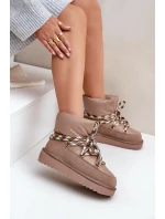 Semišové dámské sněhule s hrubým šněrováním D.Franklin DFSH375003 Taupe