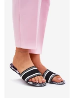 Vzorované Ploché Dámské Pantofle Černé Leysi