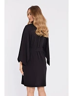 M908 Šaty s ozdobnými širokými rukávy - černé