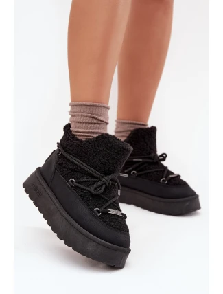 Dámské sněhule na platformě s kožešinkou (beránek) Big Star – černé