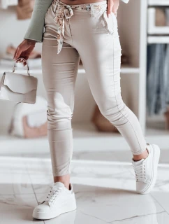 Dámské látkové chinos kalhoty s páskem ROSSALI light beige FashionStreet UY2537