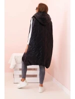 Dámská prošívaná vesta Plus Size s kapucí na zip černá