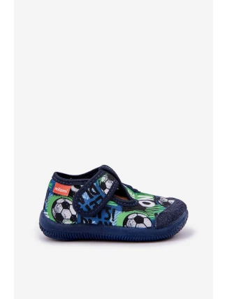 Pantofle Milami Dětské Elastické Na Suchý Zip S Míčky Modré Ambette