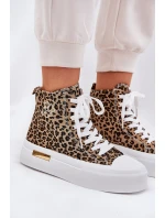 Vysoké Dámské Tenisky S Leopardským Vzorem Na Platformě Hnědé Laviriona